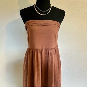 Elegant Brown Strapless Dress